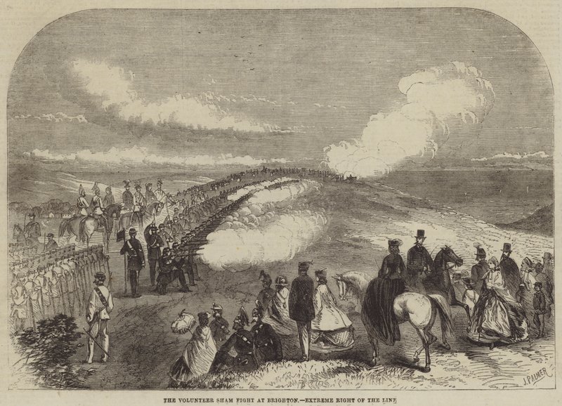 Das Freiwilligen-Scheingefecht in Brighton, äußerstes rechtes Ende der Linie von John Palmer
