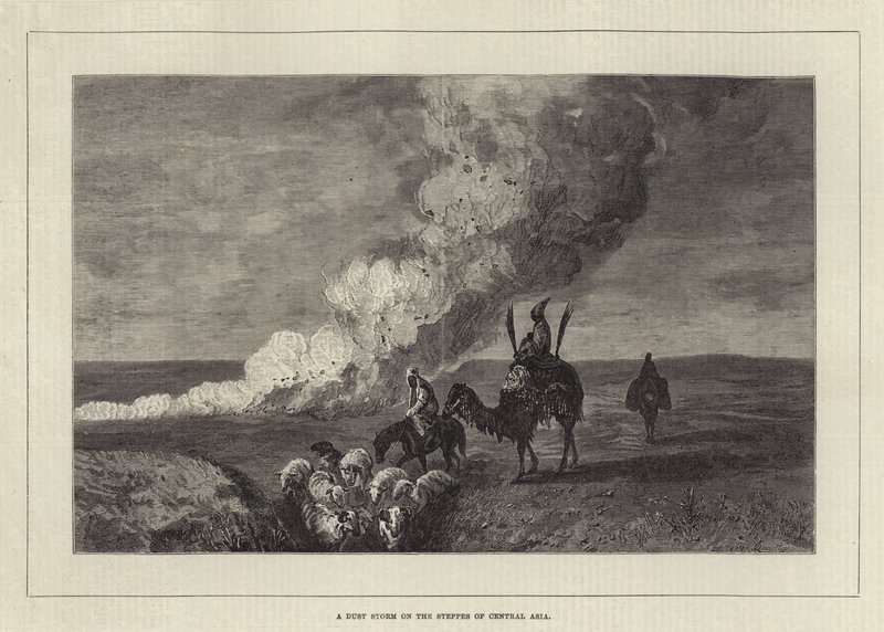 Ein Staubsturm auf den Steppen Zentralasiens von John Quartley