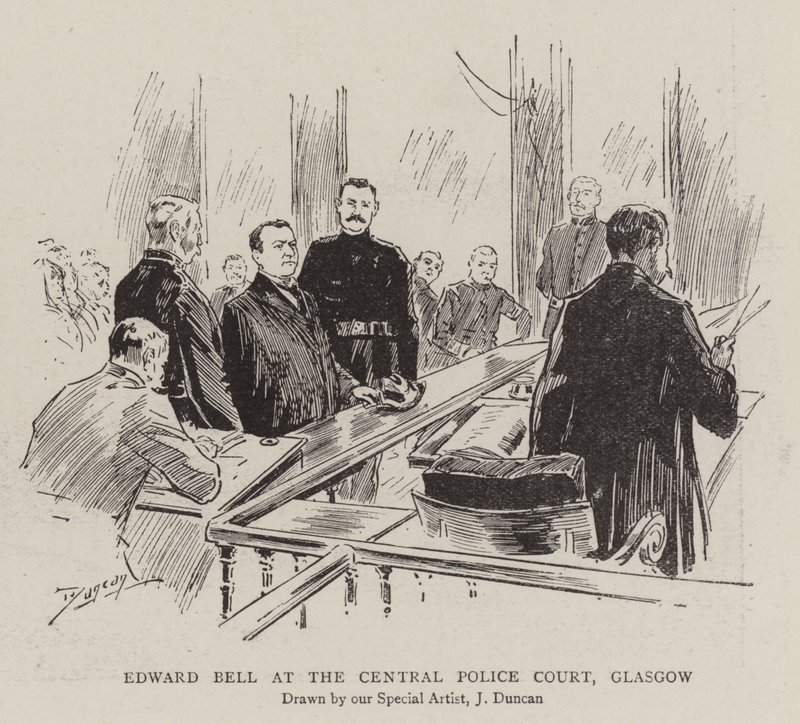 Edward Bell am Zentralen Polizeigericht, Glasgow von after John Duncan