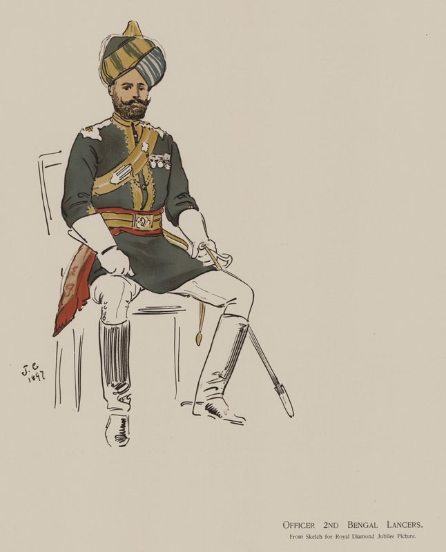 Offizier der 2. Bengal-Lanzenreiter (Farblithographie) von John (after) Charlton