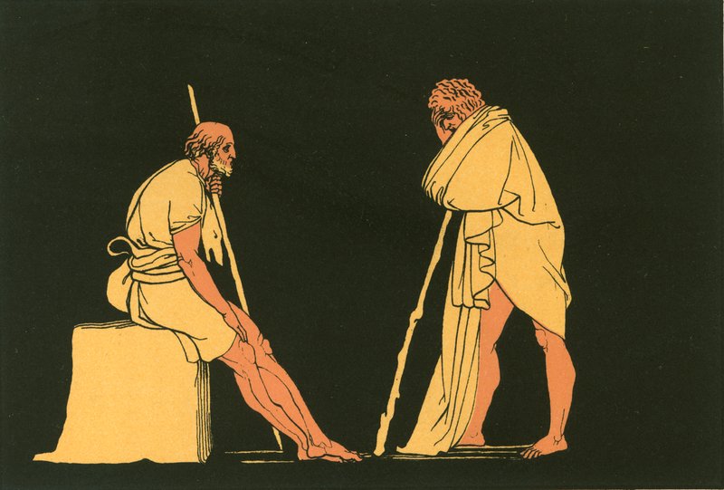 Odysseus im Gespräch mit Eumaios von John Flaxman