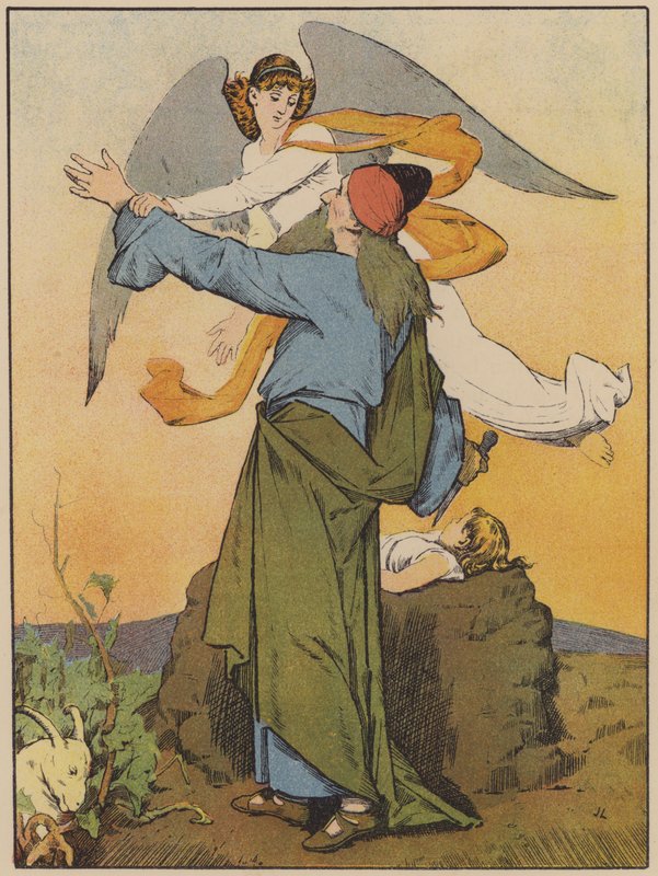 Abraham wird gesagt, dass er Isaak nicht opfern soll von John Lawson