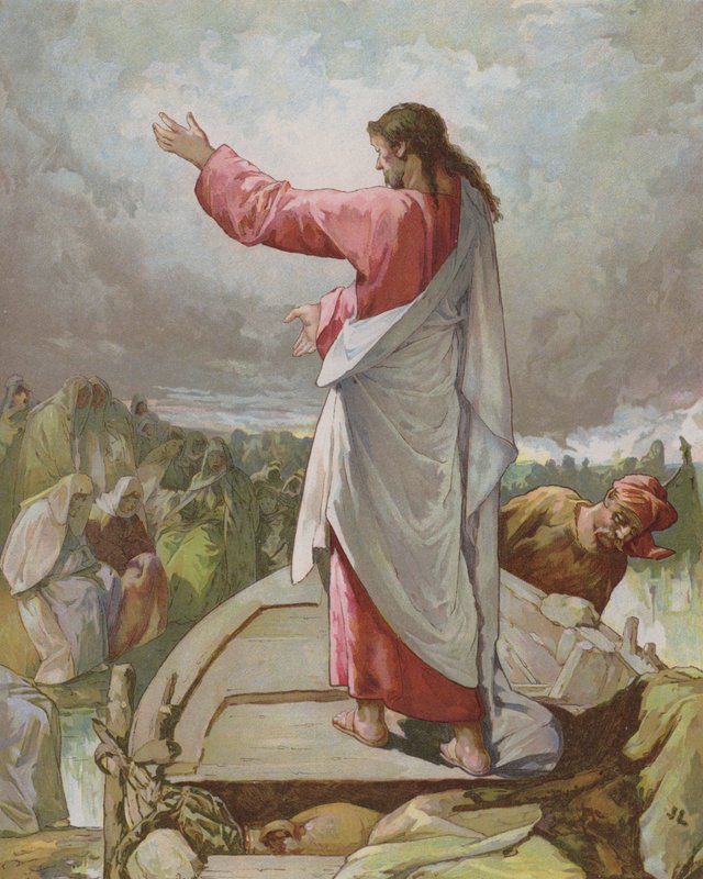 Jesus predigt vom Boot aus von John Lawson