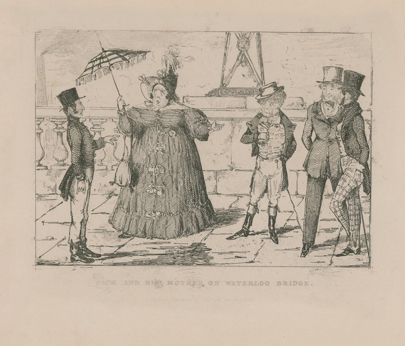 Jack und seine Mutter auf der Waterloo-Brücke von John Leech