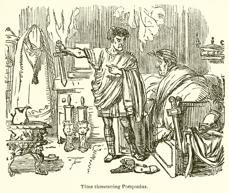 Titus bedroht Pomponius von John Leech