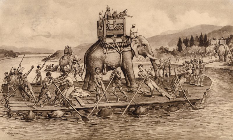 Hannibal überquert den Fluss Rhone von John Macfarlane