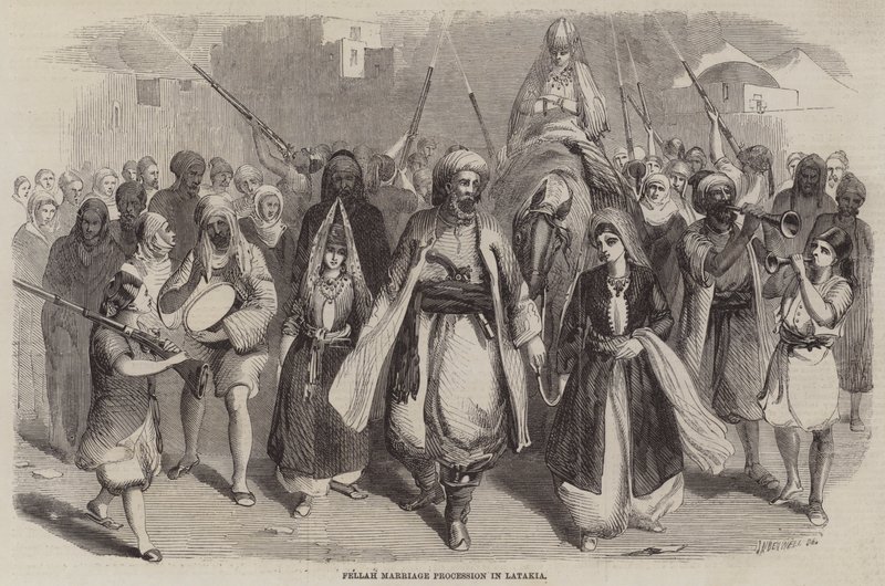Fellah-Hochzeitsprozession in Latakia von Joseph Austin Benwell