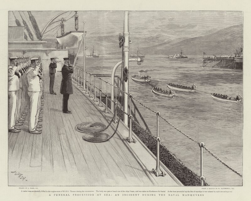 Ein Trauerzug auf See, ein Vorfall während der Marine-Manöver von Joseph Nash
