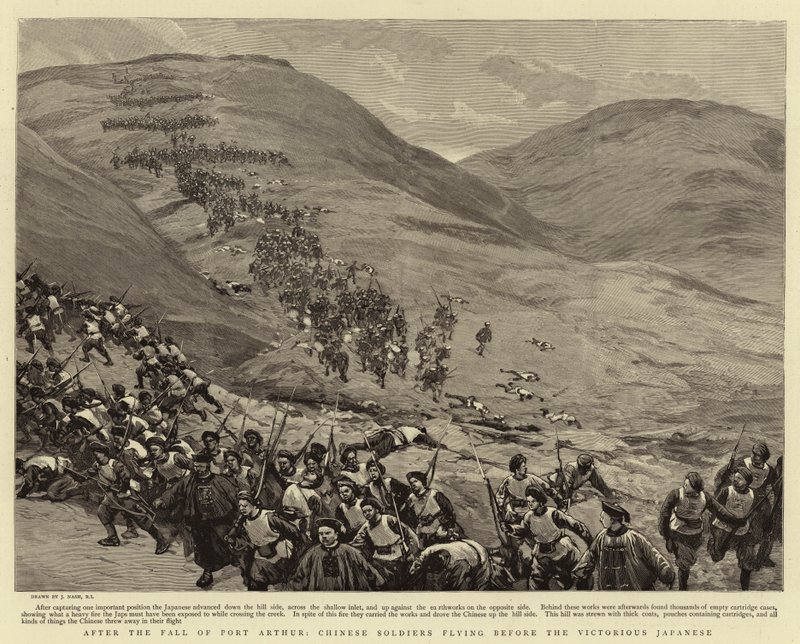 Nach dem Fall von Port Arthur, chinesische Soldaten fliehen vor den siegreichen Japanern von Joseph Nash