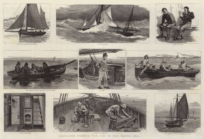 Langleinenfischerei auf Kabeljau in der Nordsee von Joseph Nash