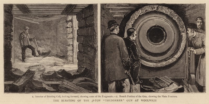 Das Bersten der 38-Tonnen-Donnerer-Kanone in Woolwich von Joseph Nash