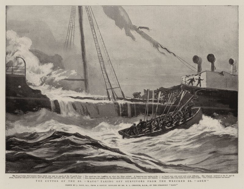 Das Beiboot der SS Mayo rettet Überlebende vom Wrack der SS Aden von Joseph Nash