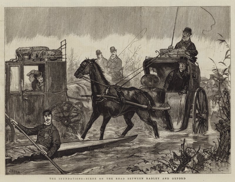 Die Überschwemmungen, Szene auf der Straße zwischen Radley und Oxford von Joseph Nash