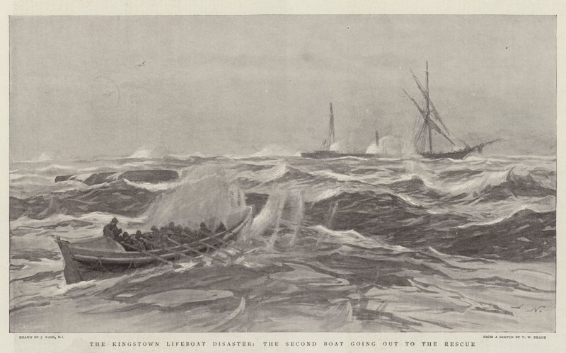 Das Kingstown-Rettungsboot-Unglück, das zweite Boot geht zur Rettung aus von Joseph Nash