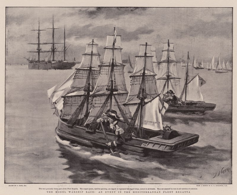 Das Modellkriegsschiffrennen, ein Ereignis in der Mittelmeerflottenregatta von Joseph Nash
