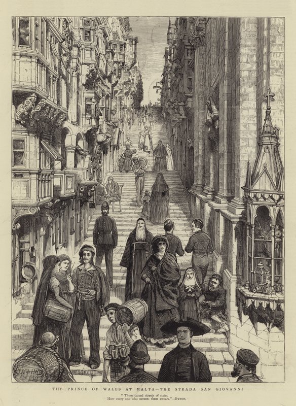 Der Prinz von Wales in Malta, die Strada San Giovanni von Joseph Nash
