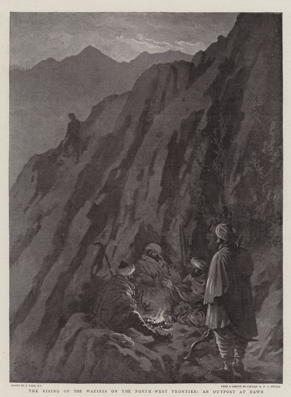 Der Aufstand der Waziris an der Nordwestgrenze, ein Außenposten bei Morgengrauen von Joseph Nash