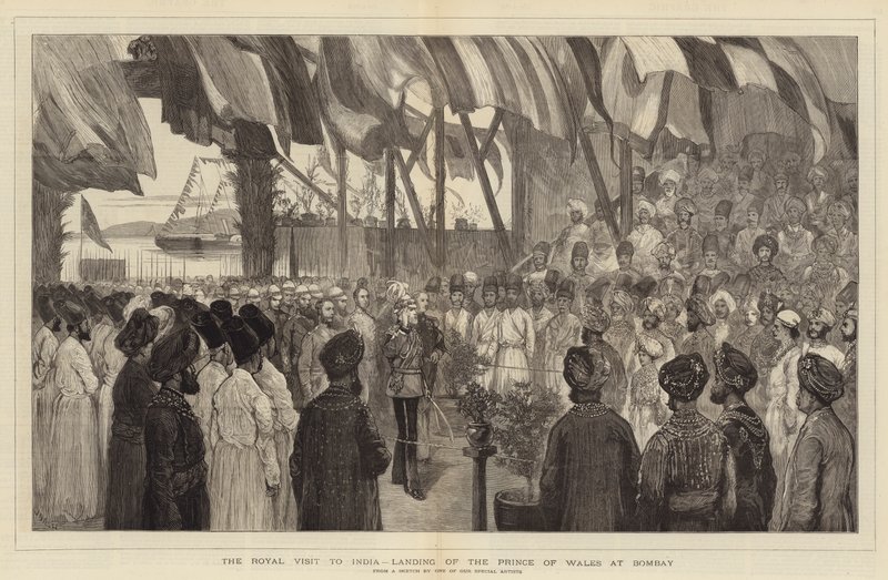Der königliche Besuch in Indien, Landung des Prinzen von Wales in Bombay von Joseph Nash