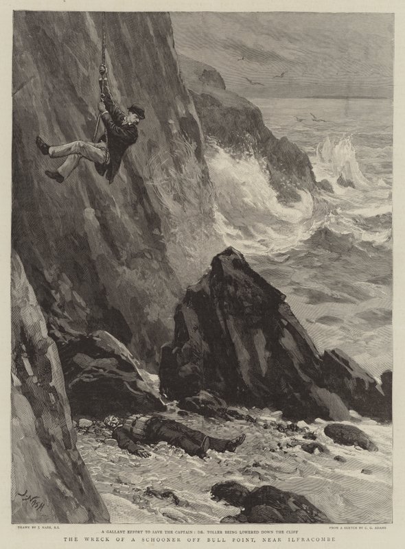 Das Wrack eines Schoners vor Bull Point, nahe Ilfracombe von Joseph Nash