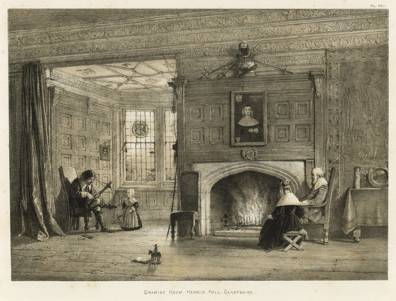 Salon, Haddon Hall, Derbyshire von Joseph Nash