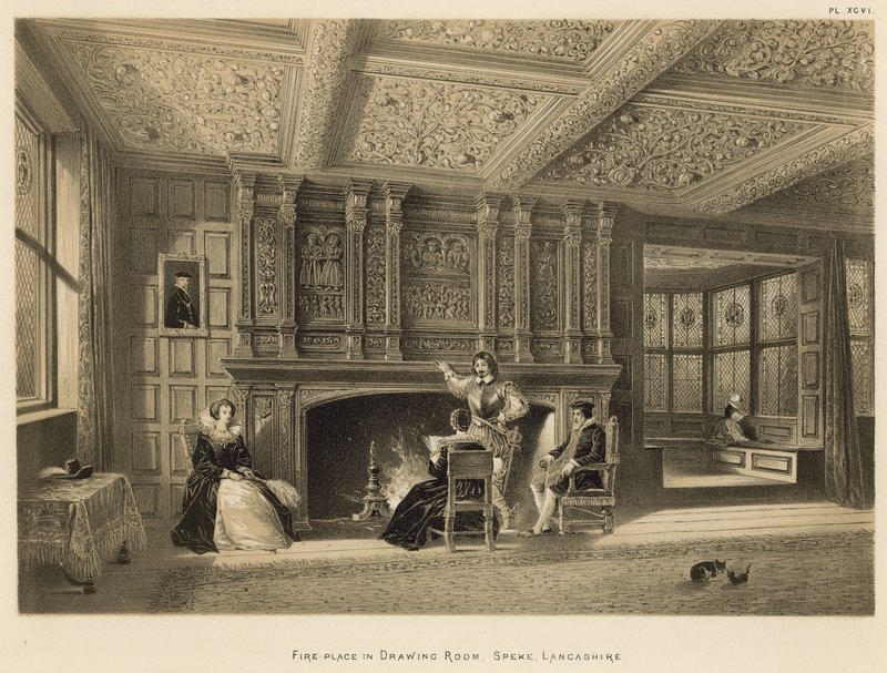 Kamin im Wohnzimmer, Speke, Lancashire von Joseph Nash