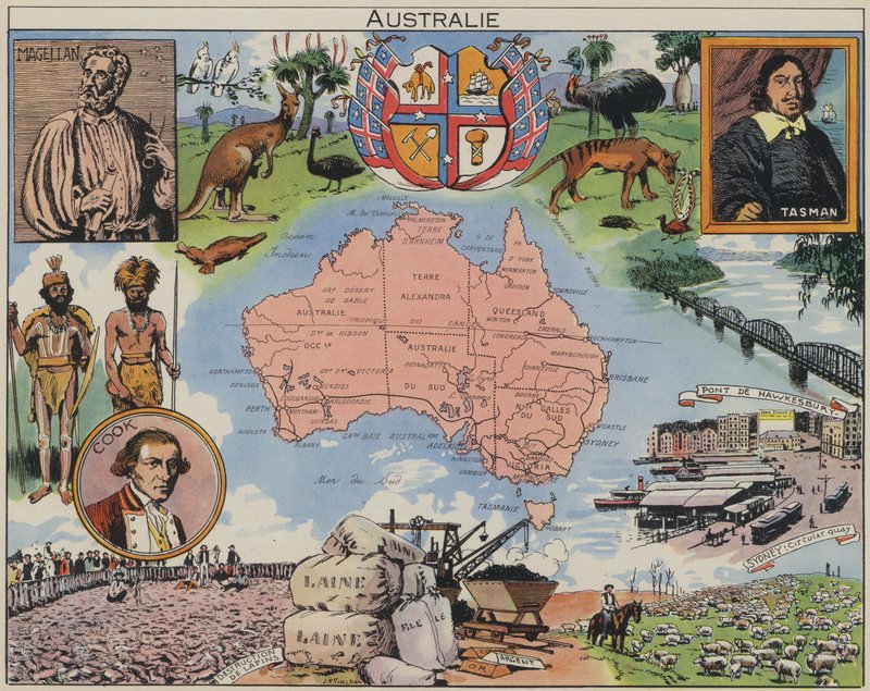 Australien (Farblithografie) von Joseph Porphyre Pinchon
