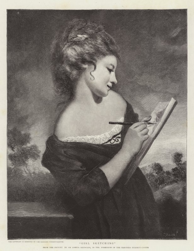 Mädchen beim Skizzieren von Joshua Reynolds