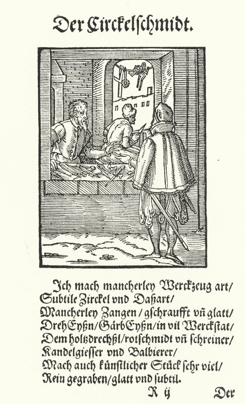Der Zirkelmacher (Stich) von Jost (after) Amman