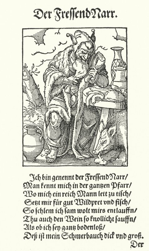 Der gefräßige Narr (Stich) von Jost (after) Amman