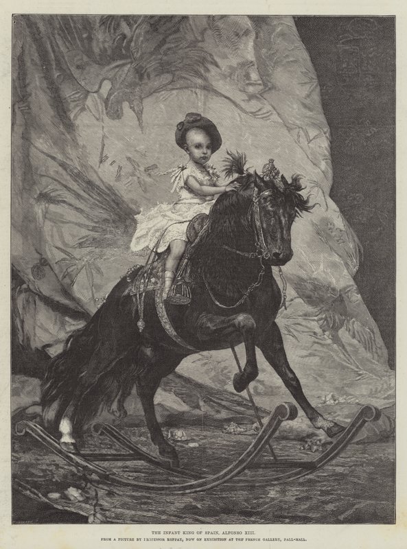 Der Säuglingskönig von Spanien, Alfonso XIII, jetzt in der Ausstellung in der French Gallery, Pall-Mall von Joszi Arpad Koppay