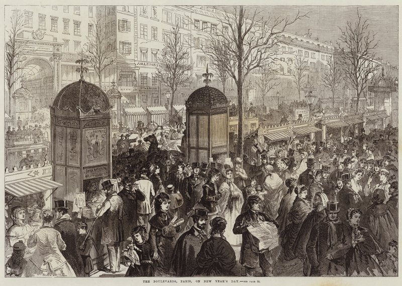 Die Boulevards, Paris, am Neujahrstag von Jules Pelcoq