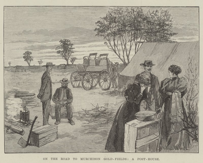 Auf dem Weg zu den Murchison-Goldfeldern, ein Posthaus von Julius Mandes Price