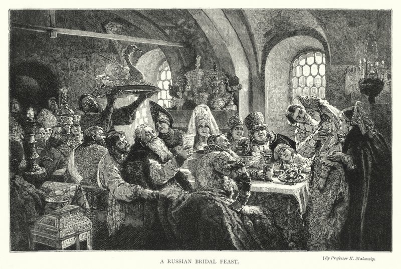 Ein russisches Hochzeitsfest von Konstantin Egorovich Makovsky