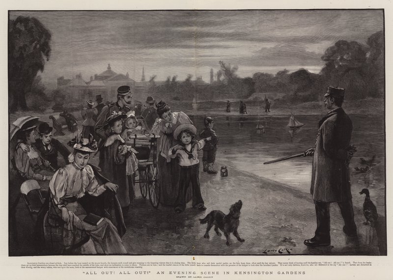 Alles raus! Alles raus! Eine Abendszene in den Kensington Gardens von Lance Calkin