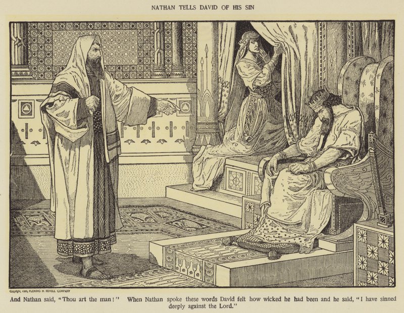 Nathan erzählt David von seiner Sünde von Louis John Rhead