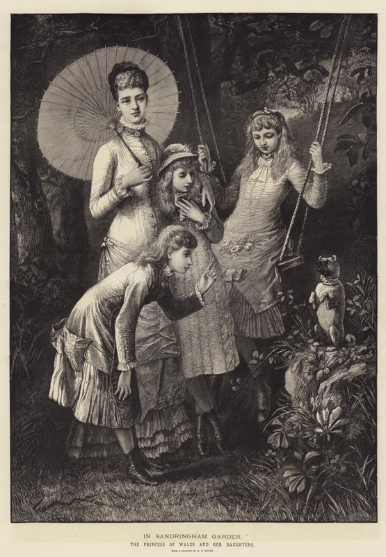 Im Sandringham-Garten, die Prinzessin von Wales und ihre Töchter von Matthew White Ridley