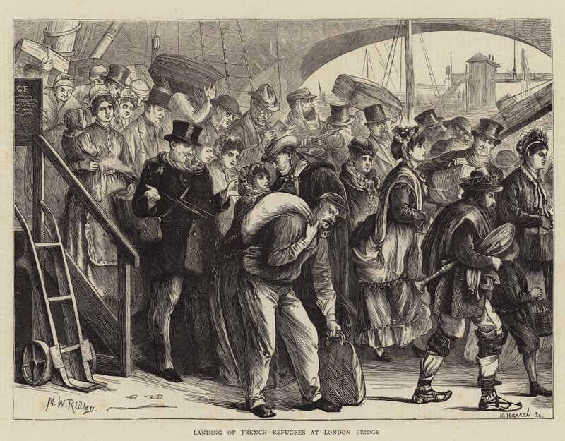 Landung französischer Flüchtlinge an der London Bridge von Matthew White Ridley