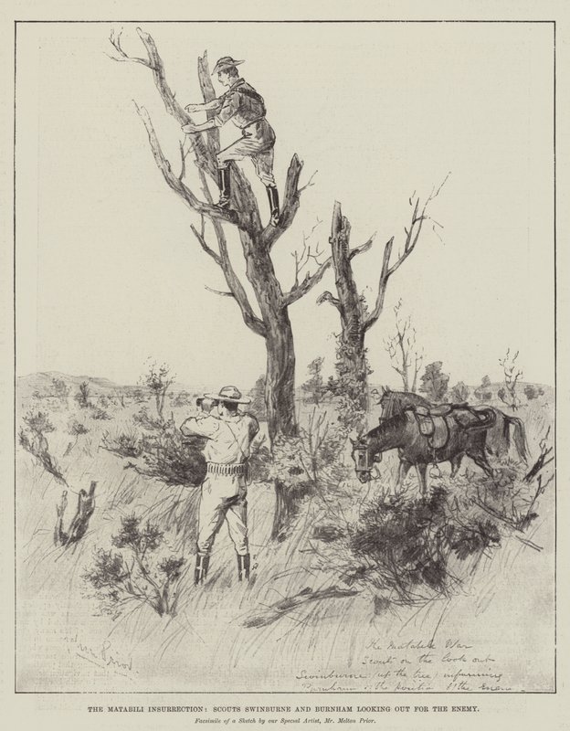 Der Matabili-Aufstand, Späher Swinburne und Burnham suchen nach dem Feind von Melton Prior