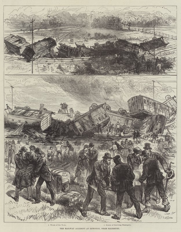 Der Eisenbahnunfall bei Downton, in der Nähe von Salisbury von Melton Prior