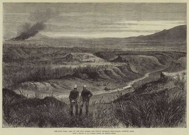Der Zulukrieg, Blick auf den Ort, an dem der Prinz Imperial getötet wurde, Blick nach Westen von Melton Prior