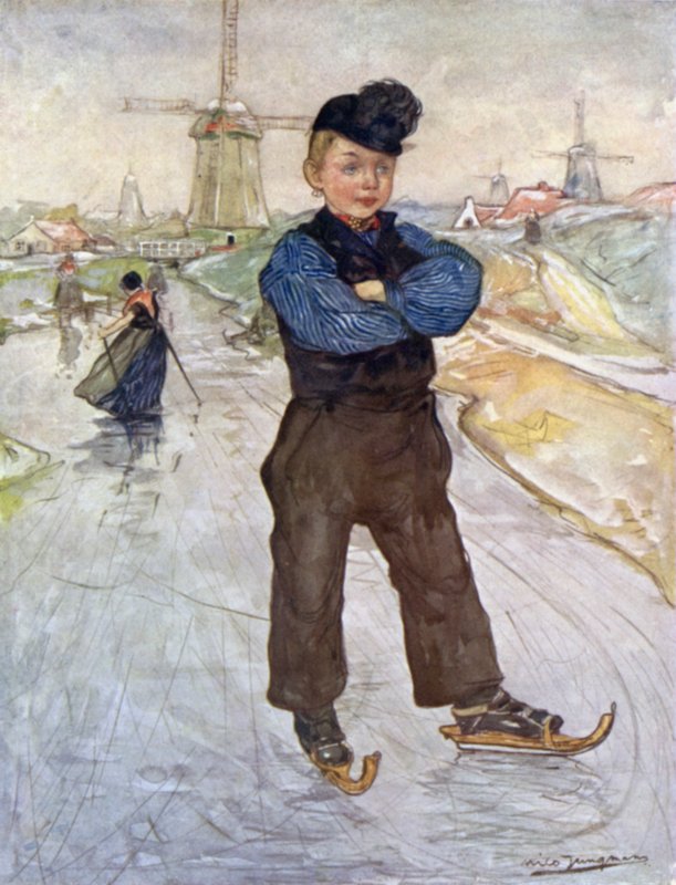 Ein Bauernjunge aus Veere auf Schlittschuhen von Nico Jungman