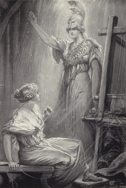 Athene und Arachne von Paul Hardy