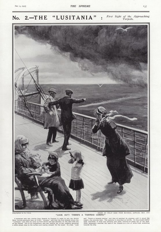 Der Untergang der Lusitania, Erster Weltkrieg, 7. Mai 1915 von Philip Dadd