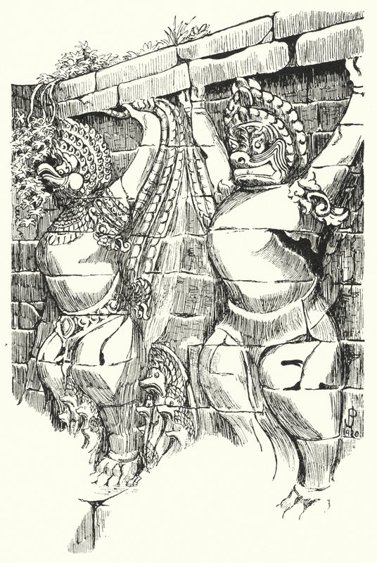 Garudas, Elefantenterrasse (Gravur) von Pierre Jeannerat de Beerski