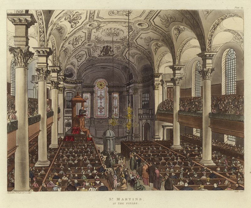 St. Martins in den Feldern von Pugin and Rowlandson