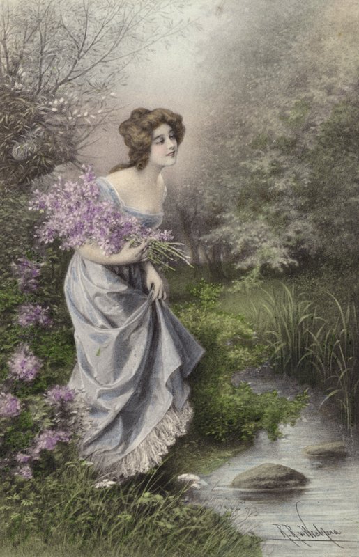 Mädchen in Flieder von Raimund Ritter Von Brennerstein Wichera