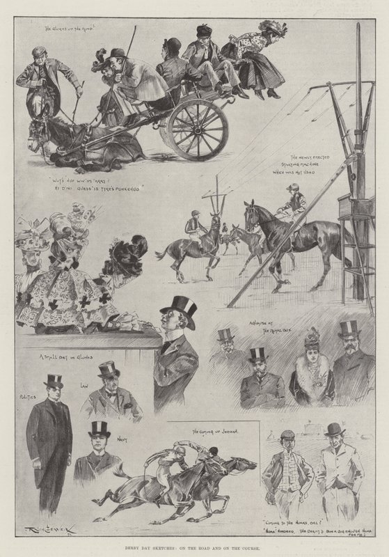 Derby-Tag-Skizzen, auf der Straße und auf der Rennbahn von Ralph Cleaver