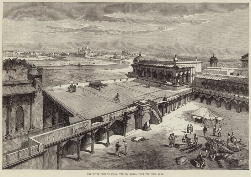 Der königliche Besuch in Indien, der Taj Mahal, vom Fort, Agra von Richard Principal Leitch