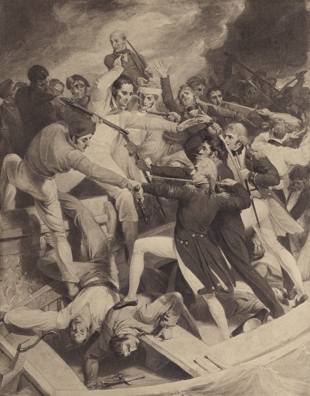 Konflikt von Konteradmiral Nelson mit einem spanischen Boot, 3. Juli 1797 von Richard after Westall