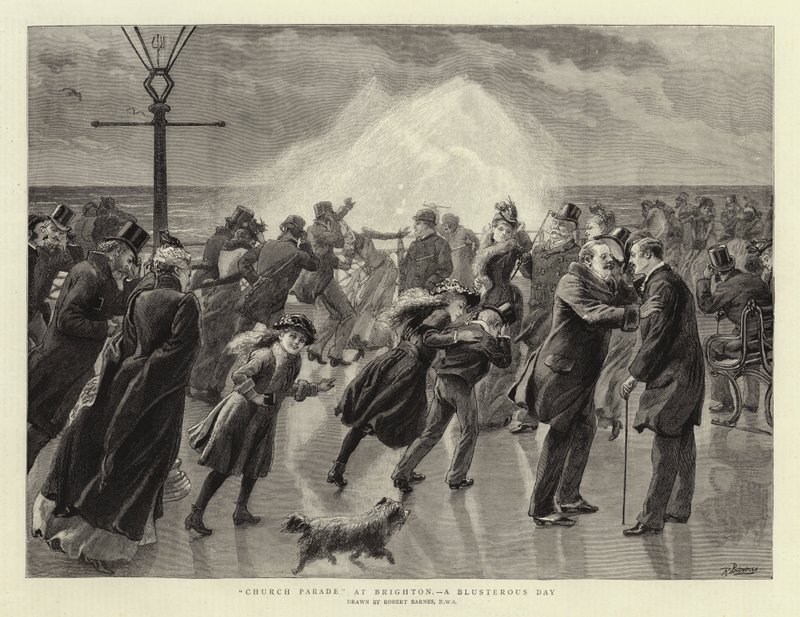 Kirchenparade in Brighton, ein stürmischer Tag von Robert Barnes